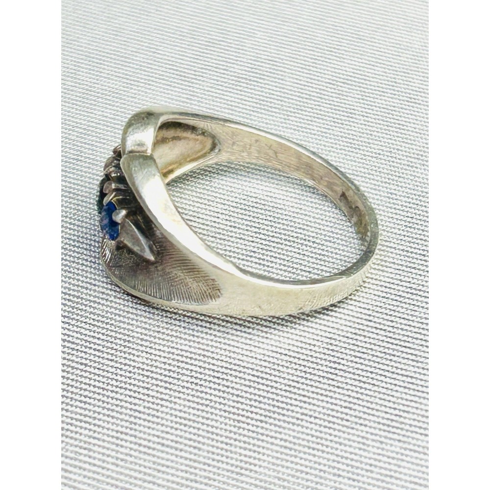 Sterling Silver Size 8.75 Ring With 3 Color Faux Stones Costume Jewelry - Picture 3 of 7